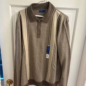 Apt. 9 Brown and Cream Long-Sleeve Sweater